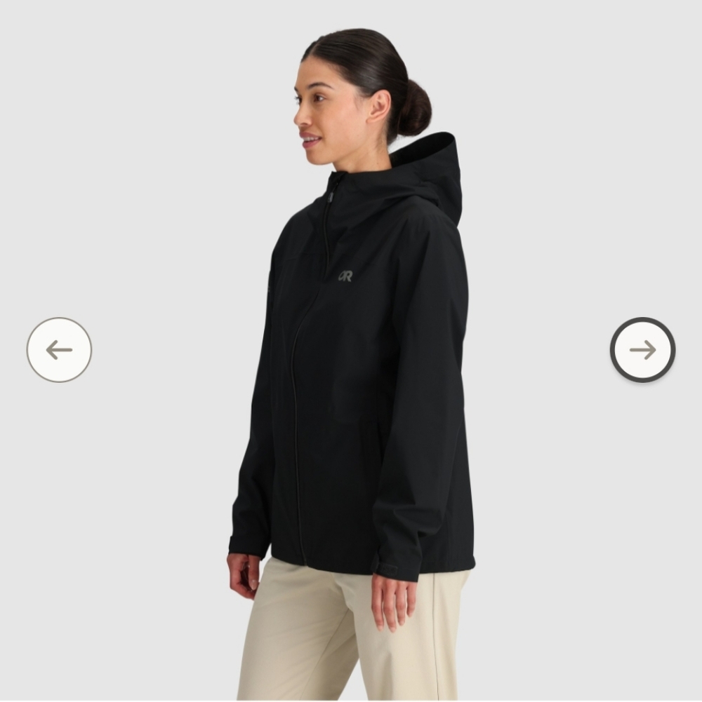 OR - Outdoor Research Black Hooded Rain Jacket - Picture 4 of 6